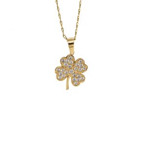 DIJE TREBOL CON ZIRCONES 18K