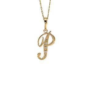 DIJE LETRA P CON ZIRCONES 18K