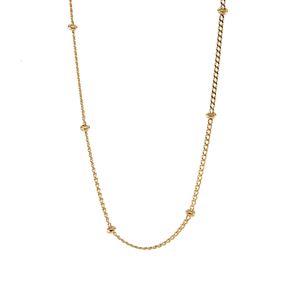 CADENA TEJIDO CUBANA CON BOLITAS 18K