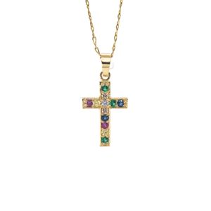 DIJE CRUZ CON ZIRCONES 18K