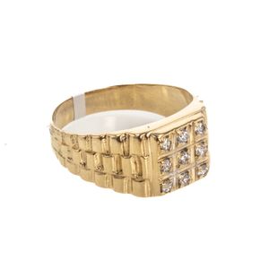 ANILLO PLACA CON ZIRCONES 18K