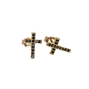 ARETES TOPOS CRUZ 18K