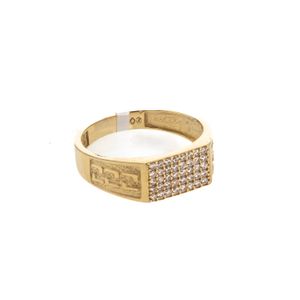 ANILLO PLACA CON ZIRCONES 18K
