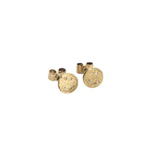 ARETES TOPO CARA FELIZ SATINADA 18K