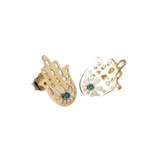 ARETES TOPOS MANO HAMSA 18K