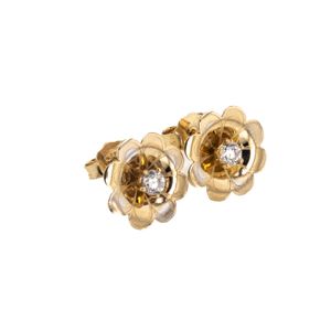 ARETES TOPOS FLOR CON ZIRCON 18K