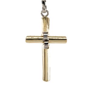 DIJE CRUZ 2 COLORES SATINADO 18K