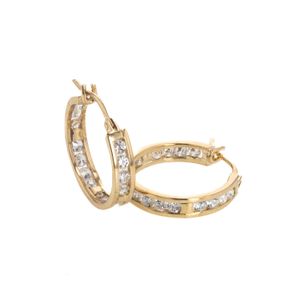 ARETES ARGOLLAS CON ZIRCONES 18K