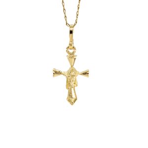 DIJE CRUZ CON ROSTO DE CRISTO 18K