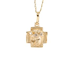 DIJE CRUZ CRISTO CON ZIRCONES 18K
