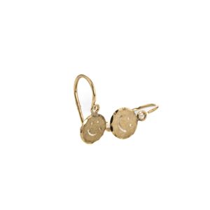 ARETES ZARCILLOS CARA FELIZ 18K