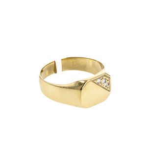ANILLO PLACA CON ZIRCONES 18K