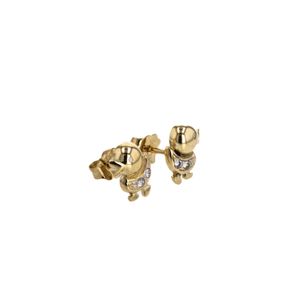 ARETES TOPOS PAJARITO CON ZIRCONES 18K