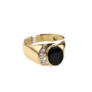 ANILLO PIEDRA NEGRA CON ZIRCONES 18K