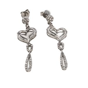 ARETES 18K ORO BLANCO PIEDRA FINA