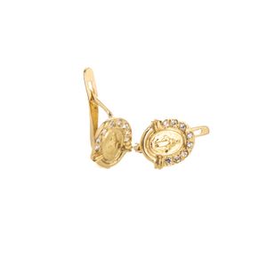 ARETES CORTOS VIRGEN CON ZIRCONES 18K