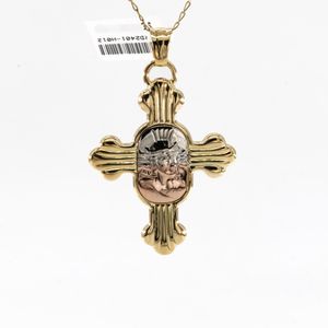 DIJE CRUZ CON CRISTO 3 COLORES 18K