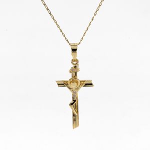 DIJE CRUCIFIJO CON ZIRCONES 18K