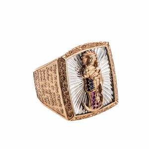 ANILLO DISEÑO VIRGEN GUADALUPE 18K