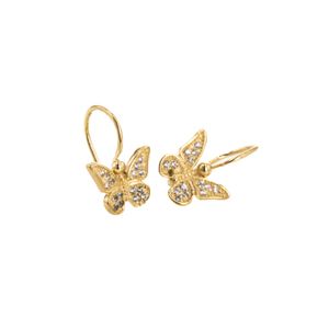 ARETES ZARCILLOS MARIPOSA CON ZIRCONES 18K