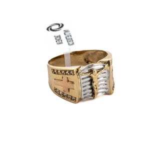 ANILLO RELIGIOSO CON ZIRCONES 18K