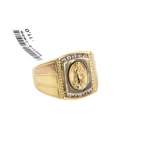 ANILLO PLACA VIRGEN CON ZIRCONES 18K