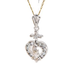 DIJE CRUZ ORO BLANCO CON ZIRCONES 18K