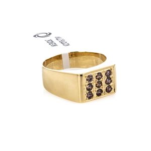 ANILLO PLACA CON ZIRCONES 18K
