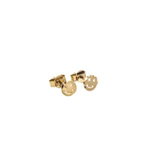 ARETES TOPOS CARA FELIZ 18K