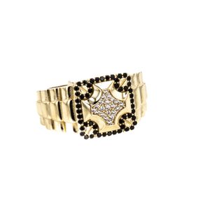 ANILLO CRUZ CON ZIRCONES NEGRO TK