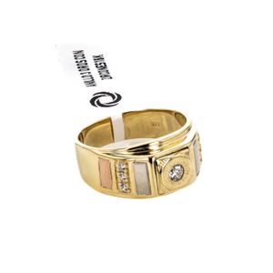 ANILLO 3 OROS CON ZIRCONES 18K