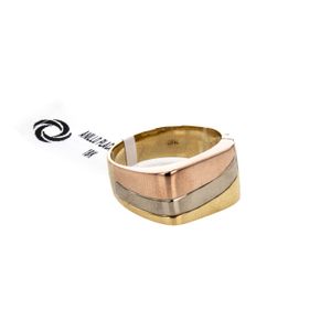 ANILLO PLACA 3 OROS 18K