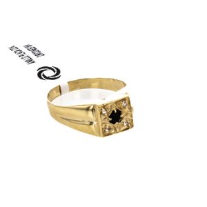 ANILLO PLACA CON ZIRCONES 18K