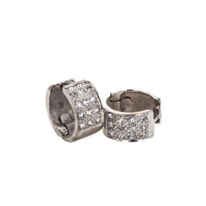 ARETES ARGOLLAS CON ZIRCONES ORO BLANCO 18K