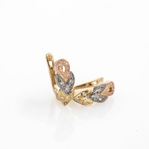 ARETES CORTOS 3 OROS CON ZIRCONES 18K