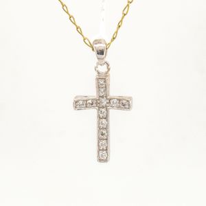 DIJE CRUZ ORO BLANCO 18K