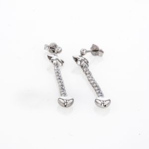 ARETES TOPOS ORO BLANCO 18K