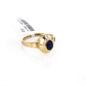 ANILLO DE GRADO CON ZIRCON DE COLOR AZUL 18K