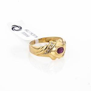 ANILLO CON ZIRCON FUCSIA 18K