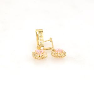 ARETES LARGOS CON ZIRCON ROSA 18K