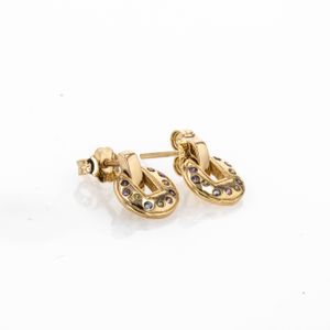 ARETES TOPOS CON ZIRCONES DE COLORES 18K