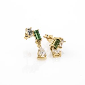 ARETES LARGOS ZIRCONES COLORES 18K