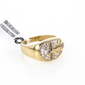 ANILLO CRUCIFIJO 2 OROS CON ZIRCONES TK