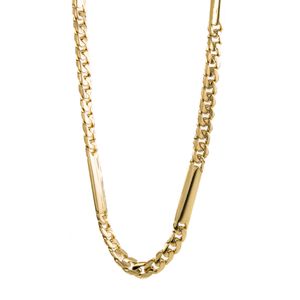 CADENA TEJIDO CUBANA CON PLACA 18K