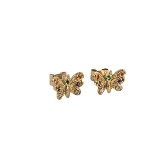 ARETES TOPOS MARIPOSA 18K