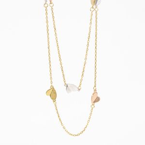 CADENA CON DIJES CORAZONES 3 OROS TK