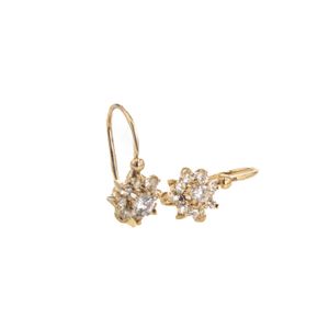 ARETES ZARCILLOS FLOR CON ZIRCONES 18K