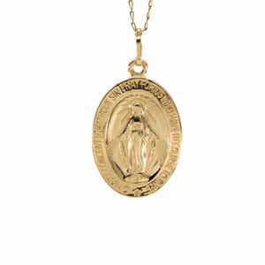 DIJE OVALADO VIRGEN 18K
