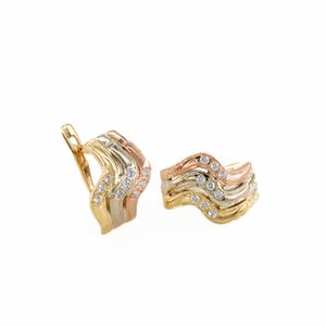 ARETES CORTOS 3 COLORES 18K