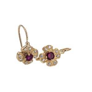 ARETES ZARCILLOS FLOR CON ZIRCONES 18K